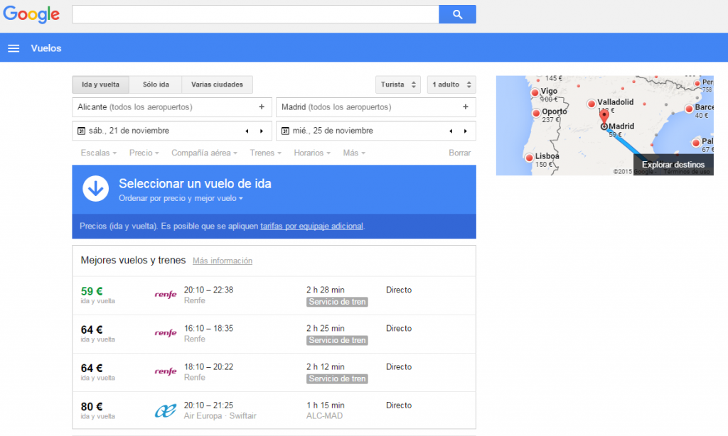 Google Flights, el buscador de vuelos de Google