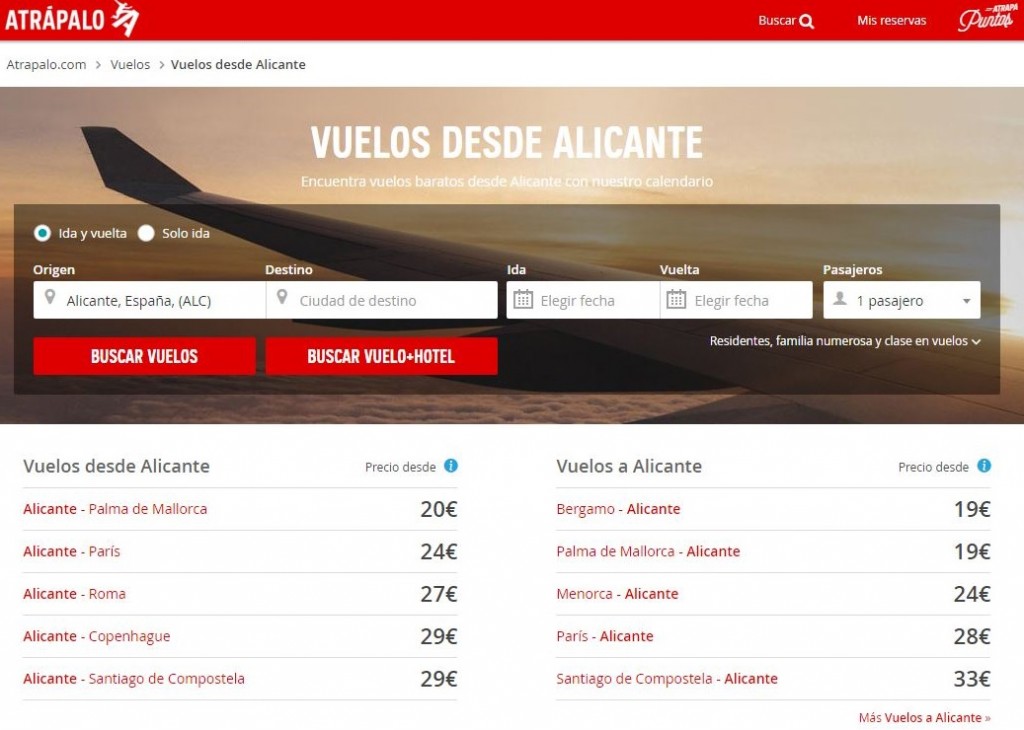 Vuelos baratos desde Alicante en abril con Atrapalo