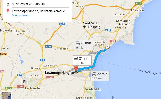 ruta alicante - aeropuerto google maps