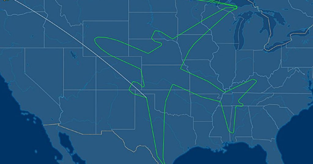 Dibujo de un Boeing Dreamliner sobre el radar